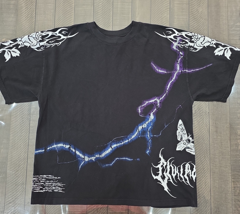 Civil Regime Graphic Black Short-Sleeve Graphic Tee with Purple & Blue Lightning